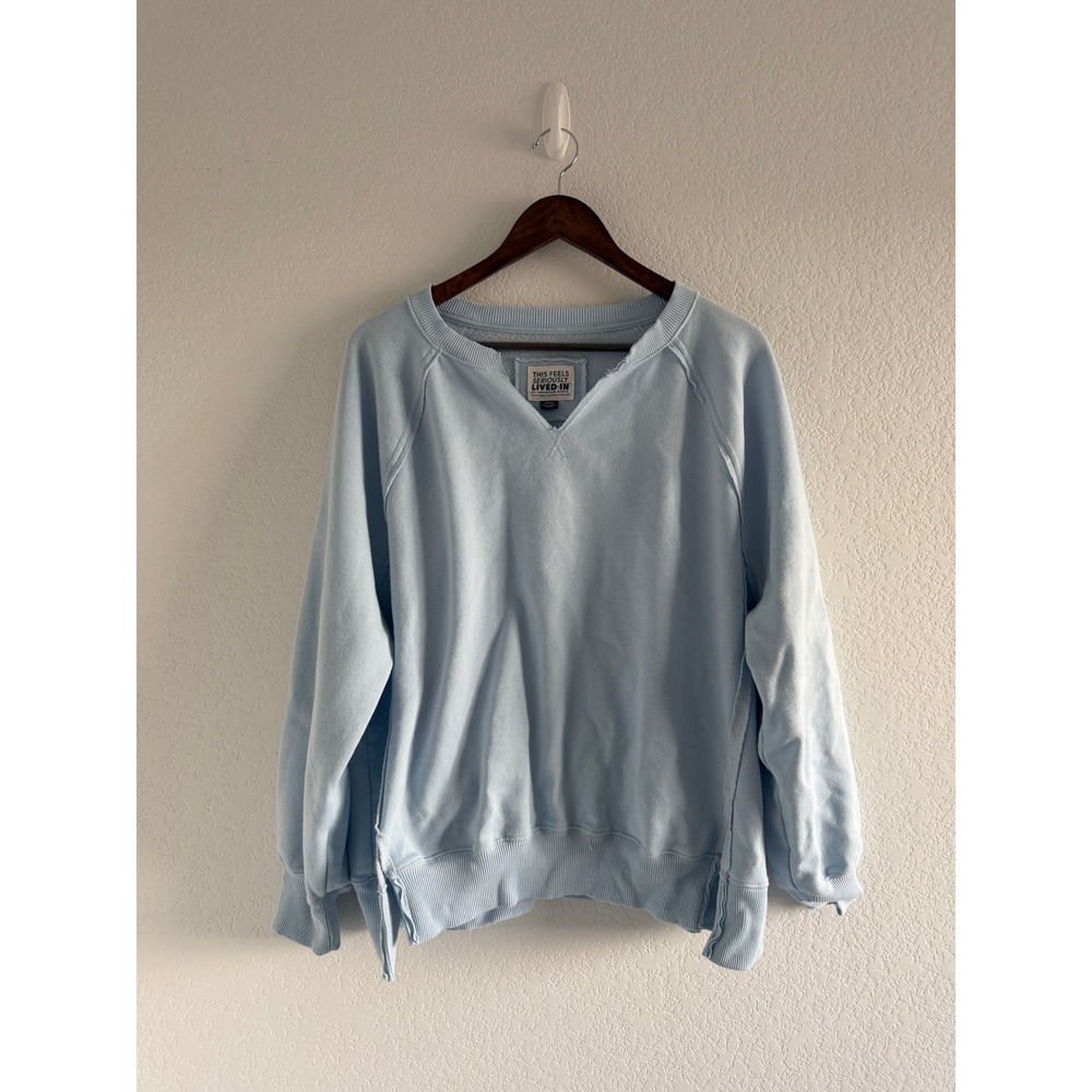 American Eagle Loungewear Sweatshirt Size S Baby Blue Oversized Lived In